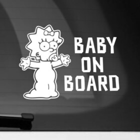 Наклейка на автомобиль с принтом Baby on board в Новосибирске, ПВХ |  | Тематика изображения на принте: 