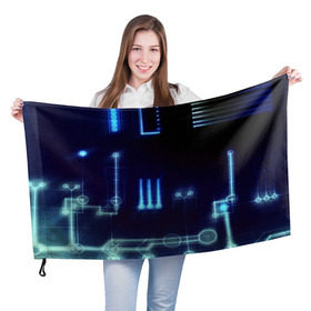Флаг 3D с принтом Схема в Новосибирске, 100% полиэстер | плотность ткани — 95 г/м2, размер — 67 х 109 см. Принт наносится с одной стороны | текстура | темный