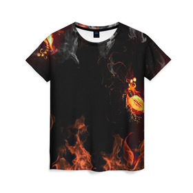 Женская футболка 3D с принтом Огонь в Новосибирске, 100% полиэфир ( синтетическое хлопкоподобное полотно) | прямой крой, круглый вырез горловины, длина до линии бедер | red | абстракция | арт | дым | новые | огонь | прикольные