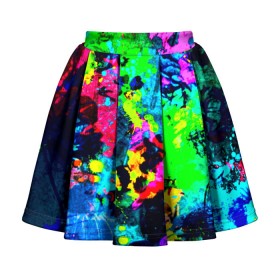 Детская юбка-солнце 3D с принтом Пятна краски в Новосибирске, 100% полиэстер | Эластичный пояс, крупные складки | Тематика изображения на принте: гранж | краска | новые | прикольные | текстуры | цветные