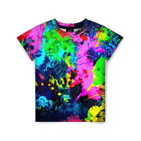 Детская футболка 3D с принтом Пятна краски в Новосибирске, 100% гипоаллергенный полиэфир | прямой крой, круглый вырез горловины, длина до линии бедер, чуть спущенное плечо, ткань немного тянется | Тематика изображения на принте: гранж | краска | новые | прикольные | текстуры | цветные