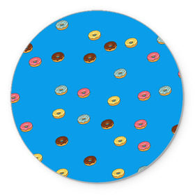 Коврик круглый с принтом Пончики в Новосибирске, резина и полиэстер | круглая форма, изображение наносится на всю лицевую часть | donut | гомер | еда | пончики | симпсон | фаст