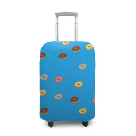 Чехол для чемодана 3D с принтом Пончики в Новосибирске, 86% полиэфир, 14% спандекс | двустороннее нанесение принта, прорези для ручек и колес | donut | гомер | еда | пончики | симпсон | фаст