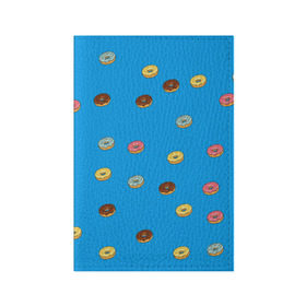 Обложка для паспорта матовая кожа с принтом Пончики в Новосибирске, натуральная матовая кожа | размер 19,3 х 13,7 см; прозрачные пластиковые крепления | Тематика изображения на принте: donut | гомер | еда | пончики | симпсон | фаст