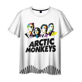 Мужская футболка 3D с принтом Arctic Monkeys 2 в Новосибирске, 100% полиэфир | прямой крой, круглый вырез горловины, длина до линии бедер | am | arctic | arctic monkeys | monkeys | rock | алекс тёрнер | амы | арктические мартышки | джейми кук | мартышки | мэтт хелдерс. ам | ник омэлли | ник о’мэлли | рок