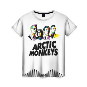 Женская футболка 3D с принтом Arctic Monkeys 2 в Новосибирске, 100% полиэфир ( синтетическое хлопкоподобное полотно) | прямой крой, круглый вырез горловины, длина до линии бедер | am | arctic | arctic monkeys | monkeys | rock | алекс тёрнер | амы | арктические мартышки | джейми кук | мартышки | мэтт хелдерс. ам | ник омэлли | ник о’мэлли | рок