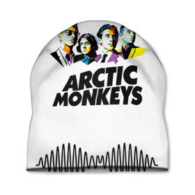 Шапка 3D с принтом Arctic Monkeys 2 в Новосибирске, 100% полиэстер | универсальный размер, печать по всей поверхности изделия | am | arctic | arctic monkeys | monkeys | rock | алекс тёрнер | амы | арктические мартышки | джейми кук | мартышки | мэтт хелдерс. ам | ник омэлли | ник о’мэлли | рок