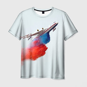Мужская футболка 3D с принтом Самолет Мчс 1 в Новосибирске, 100% полиэфир | прямой крой, круглый вырез горловины, длина до линии бедер | Тематика изображения на принте: армия | армия россии | военная | военная техника | самолет | самолеты | техника
