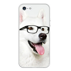 Чехол силиконовый для Телефон Apple iPhone 5/5S с принтом Собака в очках в Новосибирске, Силикон | Область печати: задняя сторона чехла, без боковых панелей | Тематика изображения на принте: домашнее | животное | очки | пес | прикол | собака в очках | умный | ученый
