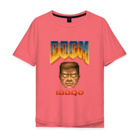 Мужская футболка хлопок Oversize с принтом iddqd пиксель-арт в Новосибирске, 100% хлопок | свободный крой, круглый ворот, “спинка” длиннее передней части | doom | пиксели