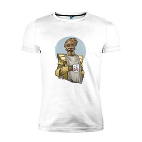 Мужская футболка премиум с принтом Giant Dad в Новосибирске, 92% хлопок, 8% лайкра | приталенный силуэт, круглый вырез ворота, длина до линии бедра, короткий рукав | dark souls | praise the sun | you died | дарк соулс | темные души