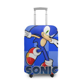 Чехол для чемодана 3D с принтом Sonic The-Hedgehog в Новосибирске, 86% полиэфир, 14% спандекс | двустороннее нанесение принта, прорези для ручек и колес | sega sonic
