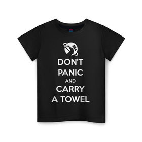 Детская футболка хлопок с принтом Dont panic в Новосибирске, 100% хлопок | круглый вырез горловины, полуприлегающий силуэт, длина до линии бедер | автостопом по галактике