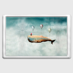 Магнит 45*70 с принтом Кит в Новосибирске, Пластик | Размер: 78*52 мм; Размер печати: 70*45 | Тематика изображения на принте: автостопом по галактике | кит