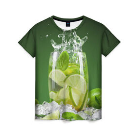 Женская футболка 3D с принтом Коктейль в Новосибирске, 100% полиэфир ( синтетическое хлопкоподобное полотно) | прямой крой, круглый вырез горловины, длина до линии бедер | cocktail | коктель | кола | напиток | спрайт | фреш