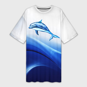 Платье-футболка 3D с принтом Дельфин в Новосибирске,  |  | дельфин | море | рыбка