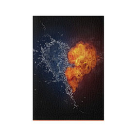 Обложка для паспорта матовая кожа с принтом Water and flames heart в Новосибирске, натуральная матовая кожа | размер 19,3 х 13,7 см; прозрачные пластиковые крепления | вода | огонь огонь и вода | пар | прикольное | разное | сердце