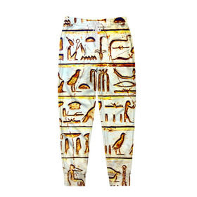 Мужские брюки 3D с принтом Иероглифы в Новосибирске, 100% полиэстер | манжеты по низу, эластичный пояс регулируется шнурком, по бокам два кармана без застежек, внутренняя часть кармана из мелкой сетки | египет | иероглифы | история | страны | цевилизация