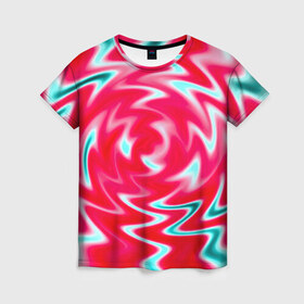 Женская футболка 3D с принтом Разводы красок в Новосибирске, 100% полиэфир ( синтетическое хлопкоподобное полотно) | прямой крой, круглый вырез горловины, длина до линии бедер | абстракции | разводы | цветные
