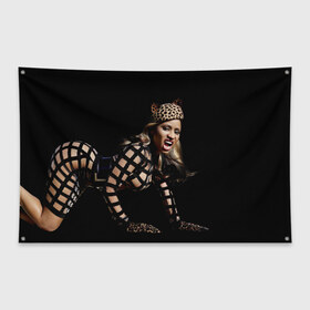 Флаг-баннер с принтом Ники Минаж в Новосибирске, 100% полиэстер | размер 67 х 109 см, плотность ткани — 95 г/м2; по краям флага есть четыре люверса для крепления | Тематика изображения на принте: onika tanya maraj | автор исполнитель | актриса | американская | ники минаж | певица | рэпер