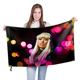 Флаг 3D с принтом Ники Минаж в Новосибирске, 100% полиэстер | плотность ткани — 95 г/м2, размер — 67 х 109 см. Принт наносится с одной стороны | onika tanya maraj | автор исполнитель | актриса | американская | ники минаж | певица | рэпер | эпотаж