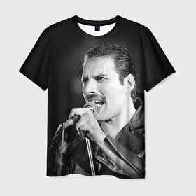 Мужская футболка 3D с принтом Фредди Меркьюри в Новосибирске, 100% полиэфир | прямой крой, круглый вырез горловины, длина до линии бедер | freddie mercury | queen. | автор песен | британский | вокалист | певец | рок группа | фредди меркьюри
