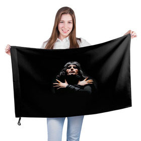 Флаг 3D с принтом Фредди Меркьюри в Новосибирске, 100% полиэстер | плотность ткани — 95 г/м2, размер — 67 х 109 см. Принт наносится с одной стороны | freddie mercury | queen. | автор песен | британский | вокалист | певец | рок группа | фредди меркьюри