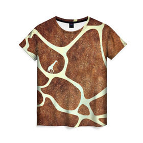 Женская футболка 3D с принтом Жирафик в Новосибирске, 100% полиэфир ( синтетическое хлопкоподобное полотно) | прямой крой, круглый вырез горловины, длина до линии бедер | жираф | жирафик | текстуры