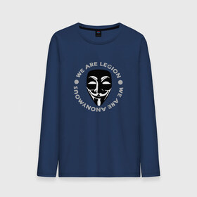 Мужской лонгслив хлопок с принтом Маска Анонимуса - We Are Legion в Новосибирске, 100% хлопок |  | vendetta | вендетта | гай фокс | маска | маска анонима
