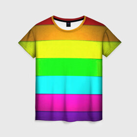 Женская футболка 3D с принтом Rainbow в Новосибирске, 100% полиэфир ( синтетическое хлопкоподобное полотно) | прямой крой, круглый вырез горловины, длина до линии бедер | 