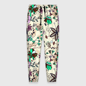 Мужские брюки 3D с принтом Цветочный фон в Новосибирске, 100% полиэстер | манжеты по низу, эластичный пояс регулируется шнурком, по бокам два кармана без застежек, внутренняя часть кармана из мелкой сетки | flower | весна | девушкам | жен | лето | прикольные | цветы