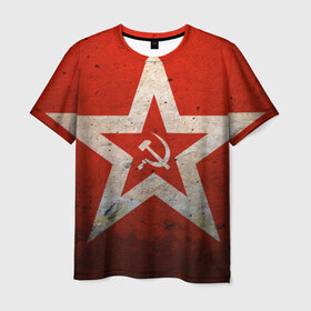 Мужская футболка 3D с принтом Серп и Молот в Новосибирске, 100% полиэфир | прямой крой, круглый вырез горловины, длина до линии бедер | 9 мая | звезда | молот | победа | праздник | серп
