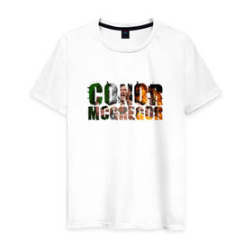 Мужская футболка хлопок с принтом Конор Макгрегор в Новосибирске, 100% хлопок | прямой крой, круглый вырез горловины, длина до линии бедер, слегка спущенное плечо. | Тематика изображения на принте: conor | mcgregor | ufc | грегор | ирландия | мак