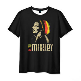 Мужская футболка 3D с принтом Bob Marley в Новосибирске, 100% полиэфир | прямой крой, круглый вырез горловины, длина до линии бедер | Тематика изображения на принте: bob marley | боб марли | музыка | регги | ямайка