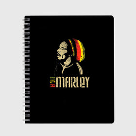 Тетрадь с принтом Bob Marley в Новосибирске, 100% бумага | 48 листов, плотность листов — 60 г/м2, плотность картонной обложки — 250 г/м2. Листы скреплены сбоку удобной пружинной спиралью. Уголки страниц и обложки скругленные. Цвет линий — светло-серый
 | bob marley | боб марли | музыка | регги | ямайка
