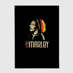 Постер с принтом Bob Marley в Новосибирске, 100% бумага
 | бумага, плотность 150 мг. Матовая, но за счет высокого коэффициента гладкости имеет небольшой блеск и дает на свету блики, но в отличии от глянцевой бумаги не покрыта лаком | bob marley | боб марли | музыка | регги | ямайка
