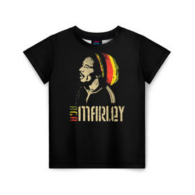 Детская футболка 3D с принтом Bob Marley в Новосибирске, 100% гипоаллергенный полиэфир | прямой крой, круглый вырез горловины, длина до линии бедер, чуть спущенное плечо, ткань немного тянется | bob marley | боб марли | музыка | регги | ямайка