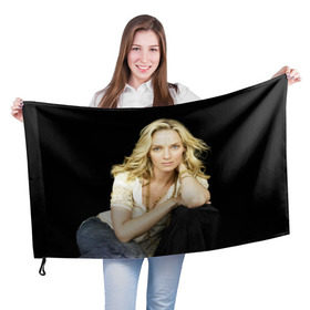 Флаг 3D с принтом Ума Турман в Новосибирске, 100% полиэстер | плотность ткани — 95 г/м2, размер — 67 х 109 см. Принт наносится с одной стороны | Тематика изображения на принте: uma karuna thurman | актриса | американская | ума каруна турман