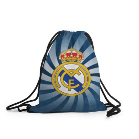 Рюкзак-мешок 3D с принтом Реал Мадрид в Новосибирске, 100% полиэстер | плотность ткани — 200 г/м2, размер — 35 х 45 см; лямки — толстые шнурки, застежка на шнуровке, без карманов и подкладки | real madrid | реал мадрид | футбол