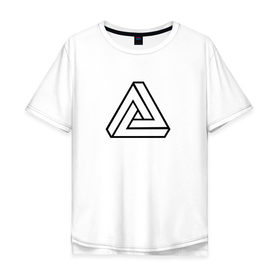 Мужская футболка хлопок Oversize с принтом Невозможный треугольник в Новосибирске, 100% хлопок | свободный крой, круглый ворот, “спинка” длиннее передней части | оптическая иллюзия