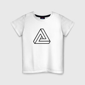 Детская футболка хлопок с принтом Невозможный треугольник в Новосибирске, 100% хлопок | круглый вырез горловины, полуприлегающий силуэт, длина до линии бедер | оптическая иллюзия