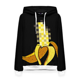 Женская толстовка 3D с принтом Банан 18+ в Новосибирске, 100% полиэстер  | двухслойный капюшон со шнурком для регулировки, мягкие манжеты на рукавах и по низу толстовки, спереди карман-кенгуру с мягким внутренним слоем. | банан | большой банан | ххх