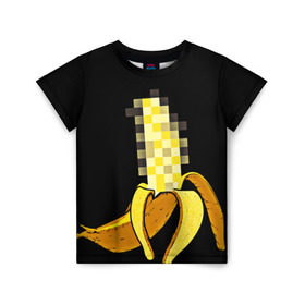 Детская футболка 3D с принтом Банан 18+ в Новосибирске, 100% гипоаллергенный полиэфир | прямой крой, круглый вырез горловины, длина до линии бедер, чуть спущенное плечо, ткань немного тянется | банан | большой банан | ххх