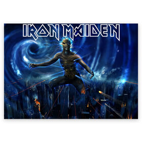 Поздравительная открытка с принтом Iron Maiden в Новосибирске, 100% бумага | плотность бумаги 280 г/м2, матовая, на обратной стороне линовка и место для марки
 | iron maiden | rock | рок | череп