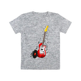 Детская футболка хлопок с принтом Бас-гитара в Новосибирске, 100% хлопок | круглый вырез горловины, полуприлегающий силуэт, длина до линии бедер | musik | transe | гитара | мелодия | музыка | ноты | транс