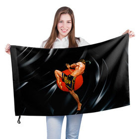 Флаг 3D с принтом Muay thai 4 в Новосибирске, 100% полиэстер | плотность ткани — 95 г/м2, размер — 67 х 109 см. Принт наносится с одной стороны | muay thai