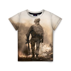 Детская футболка 3D с принтом Call of Duty в Новосибирске, 100% гипоаллергенный полиэфир | прямой крой, круглый вырез горловины, длина до линии бедер, чуть спущенное плечо, ткань немного тянется | call of duty | cod | modern | mw2 | warfare