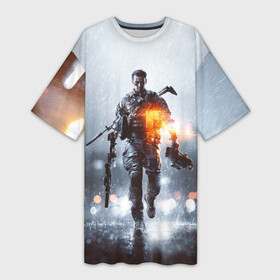 Платье-футболка 3D с принтом Battlefield в Новосибирске,  |  | battlefield | батла | боец | воин | игра | солдат