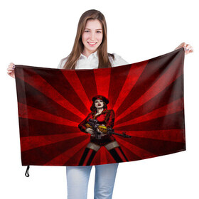 Флаг 3D с принтом Red alert в Новосибирске, 100% полиэстер | плотность ткани — 95 г/м2, размер — 67 х 109 см. Принт наносится с одной стороны | девушка | оружие | снайпер | ссср