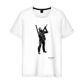Мужская футболка хлопок с принтом Инженер 2 в Новосибирске, 100% хлопок | прямой крой, круглый вырез горловины, длина до линии бедер, слегка спущенное плечо. | battlefield | engineer | батлфилд | инженер | солдат